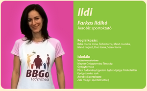 Ildi             Farkas Ildikó             Aerobic sportoktató             Foglalkozás:             Baba-mama torna, Terhestorna, Manó muzsika,             Manó ringázó, Duci torna, Senior torna             Iskolák:             Intim torna tréner             Magyar Gyógytornász Társaság             Gyógytornász             Pécsi Tudomány Egyetem Egészségügyi Főiskolai Kar             Gyógytornász szak             Aerobic Sportoktató             Zala megyei sportszövetség